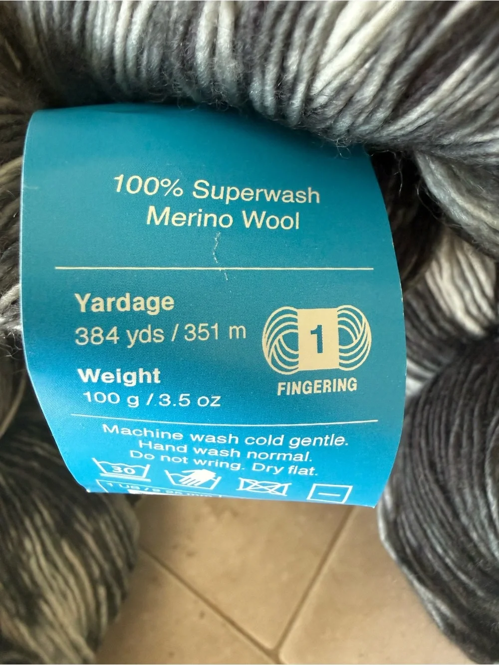 Lorna's Laces Superwash Merino Fingering Yarn - Black, Gray & Cream - 4 skeins